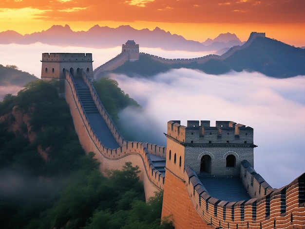 Foto grátis renderização 3d da grande muralha chinesa