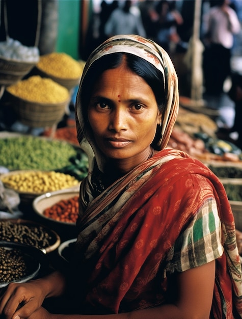 Foto grátis retrato de mulher indiana no bazar