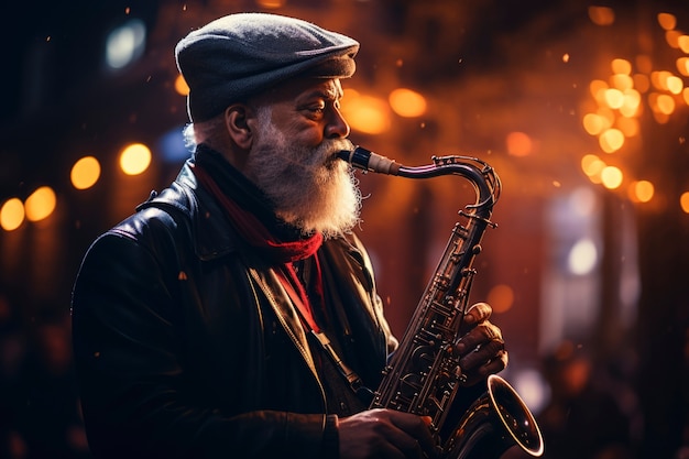 Foto grátis retrato de uma pessoa tocando saxofone