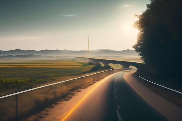 Foto grátis uma estrada com vista para um monumento ao longe.