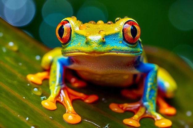 Foto grátis vista do sapo colorido na natureza