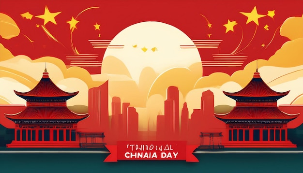 Foto celebre o dia nacional da china com gráficos e desenhos culturais estupendoscelebrar o dia national da china com graficos e desenho cultural estupendo