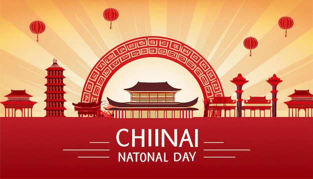 Foto celebre o dia nacional da china com gráficos e desenhos culturais estupendoscelebrar o dia national da china com graficos e desenho cultural estupendo