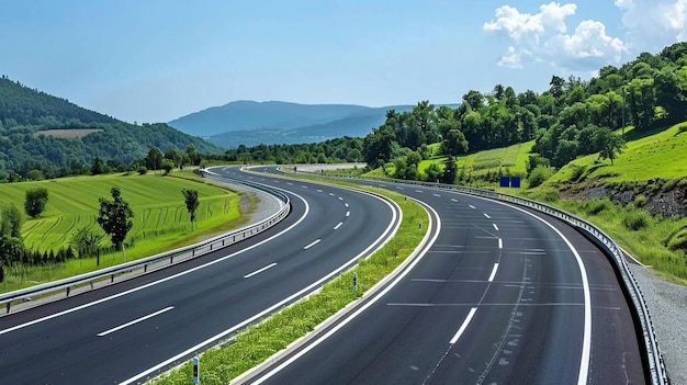 Foto fotografia de rodovia com árvores de fundo