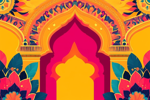 Foto fundo plano de arco de diwali hindu