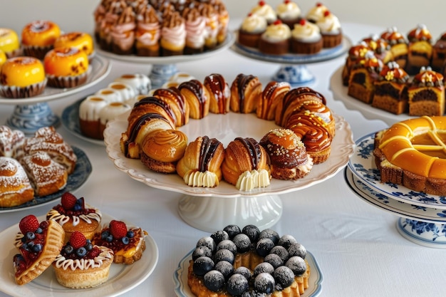 Foto pastelaria em portugal assortidos bolos e doces portugueses