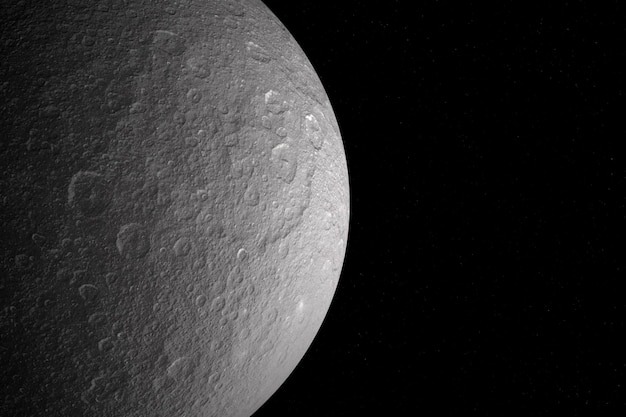 Rhea la luna del sistema solar de saturno | Foto Premium