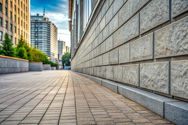 Foto um fragmento de uma rua da cidade parede de concreto de um edifício e uma pavimentação pedras prédios fachada mocap ou fundo para a criatividade