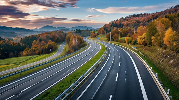 Foto uma rodovia moderna com a natureza