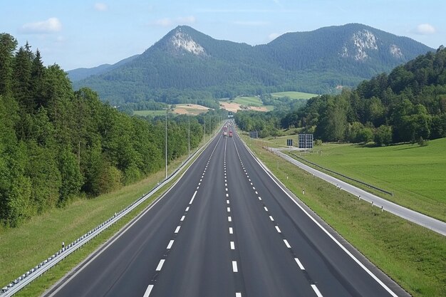 Foto vista de ângulo alto da rodovia contra o céu