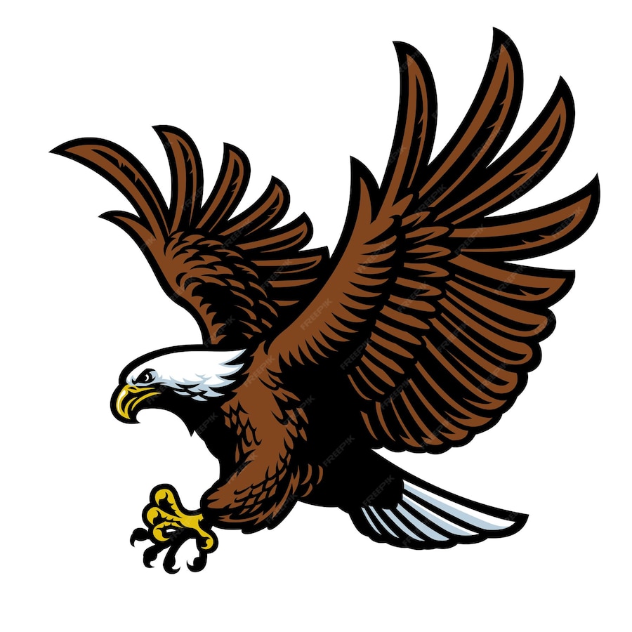 Premium Vector | Flying bald eagle mascot flat illustration