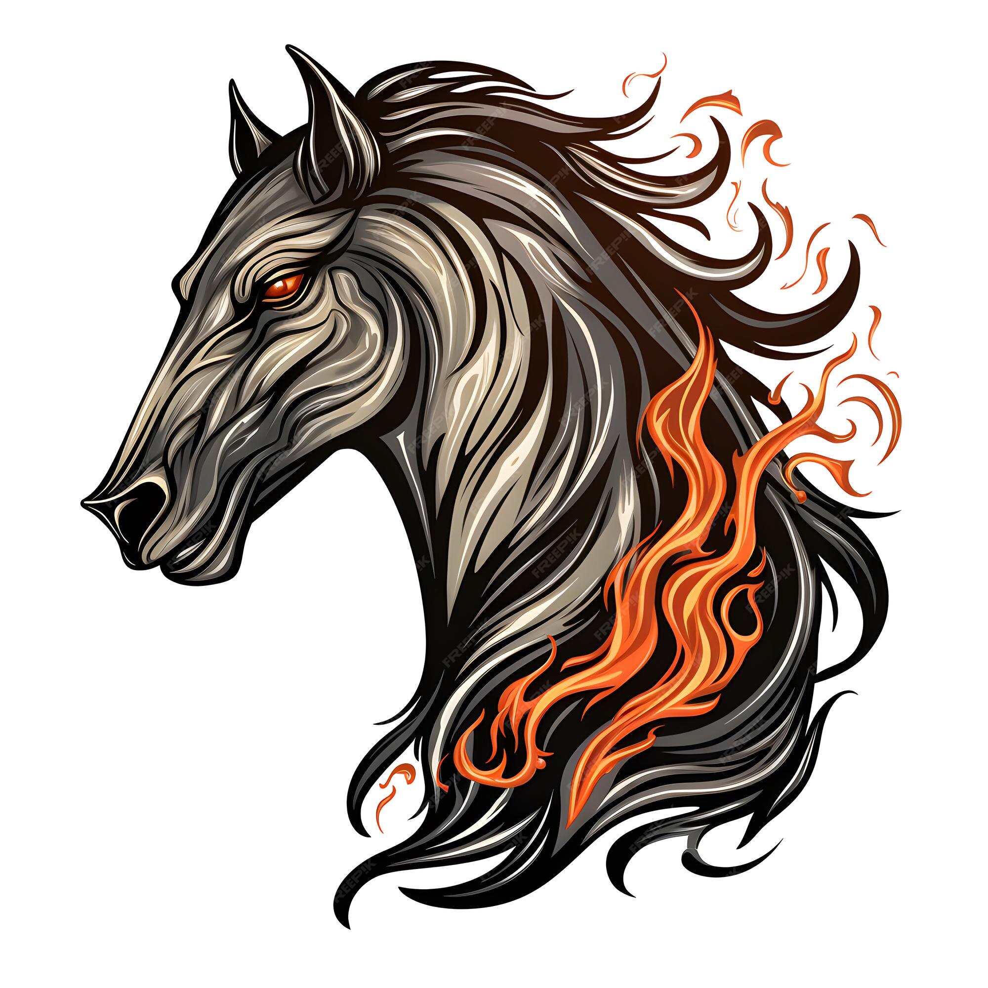 Premium AI Image | angry horse head tshirt tattoo design dark art ...