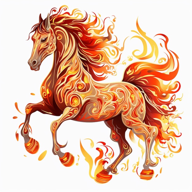 Premium AI Image | Araffe with a fiery mane and a fire ball in its ...