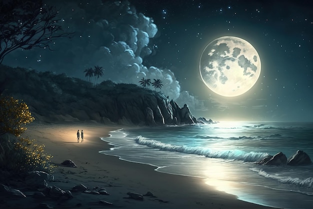 Moonlight Beach Wallpaper