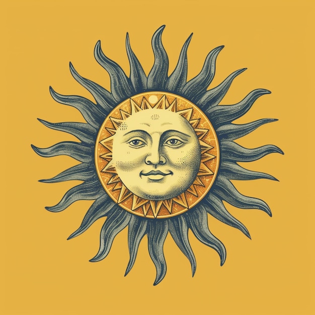 Premium AI Image | a close up of a sun with a face on a yellow ...