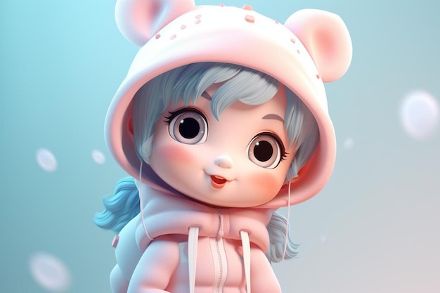 Premium AI Image | a doll with a hood that says hello kitty.