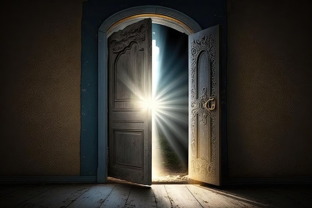 Premium AI Image | Door with bright light shining from behind ...