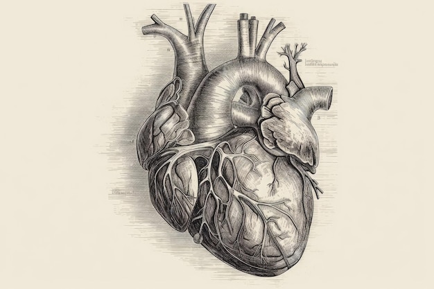 Premium AI Image | A drawing of a human heart generative AI