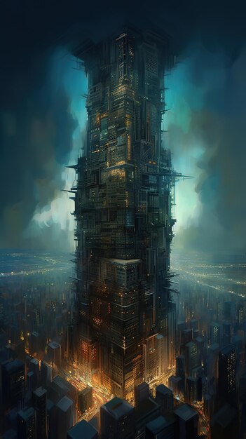 Premium AI Image | Fantasy art of the skyscrapper