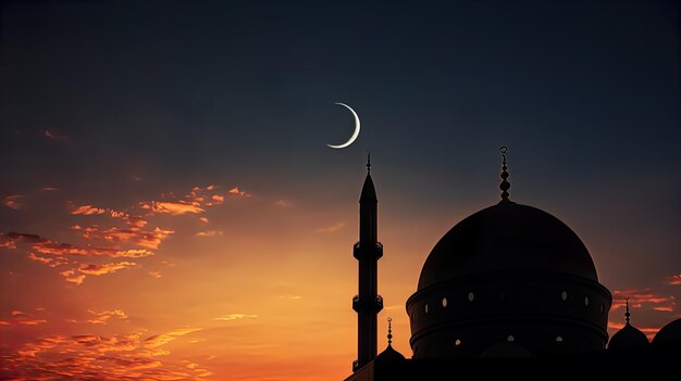 Premium AI Image | Focus detailed Dome Of The Mosque Crescent Moon ...