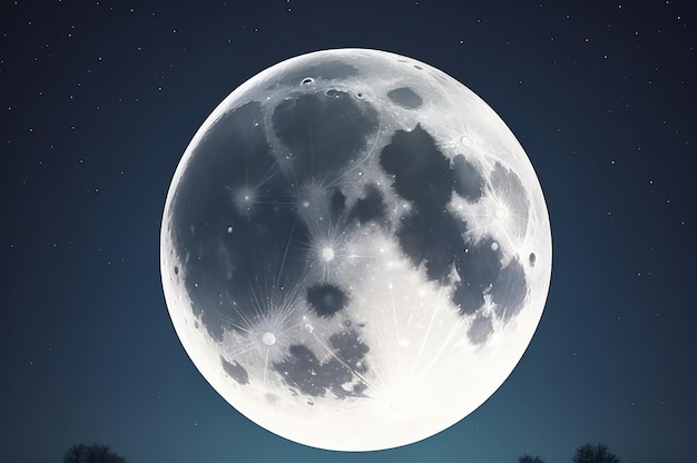 Premium AI Image | Free vector grey full moon illustration on night ...