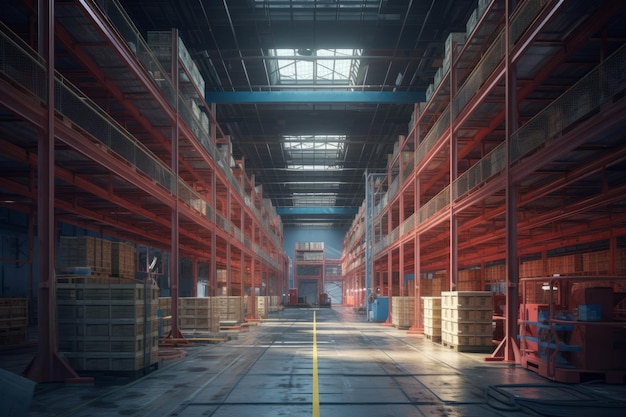 Premium AI Image | Interior view of a warehouse Created with generative ...