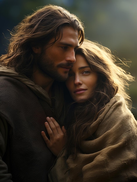 Premium AI Image | Jesus Christ travels with a girl Love romance ...