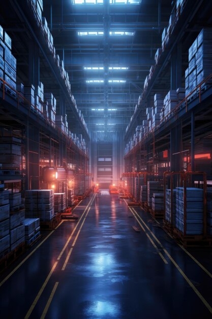 Premium Photo | A spacious warehouse filled with an abundance of boxes ...