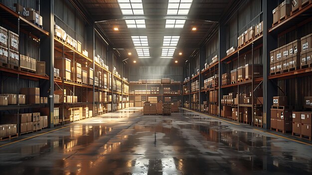 Premium Photo | Wellorganized warehouse interior with tall metal ...