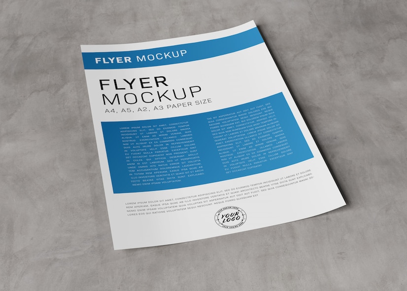 Premium PSD | Blank paper sheet on concrete mockup