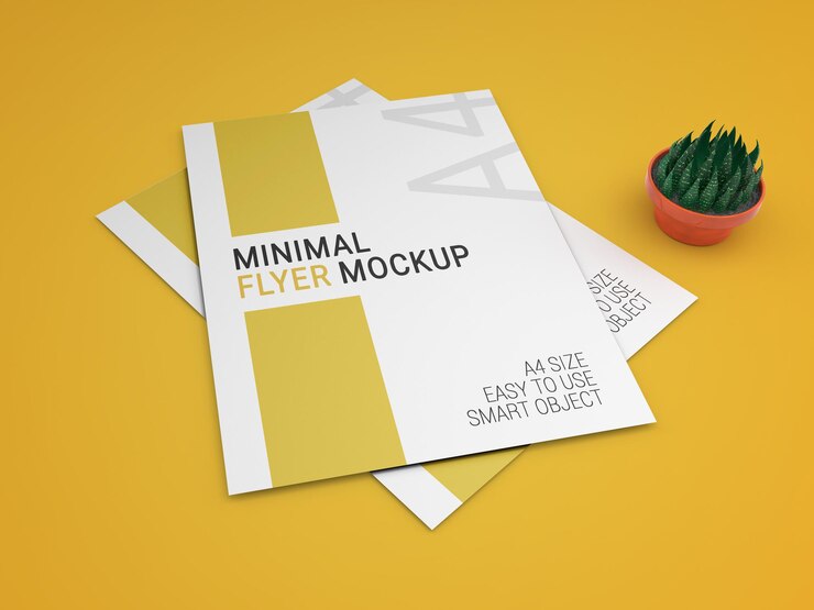 Premium PSD | Creative a4 size minimal flyer psd mockup