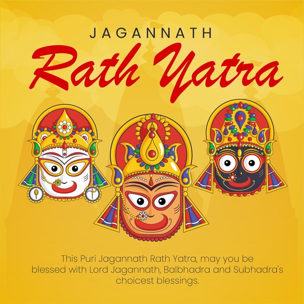 Premium Vector | Banner design of indian festival jagannath rath yatra ...