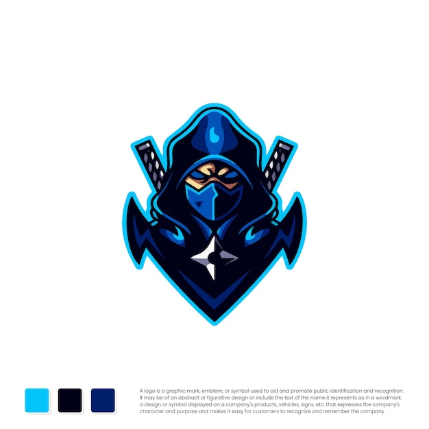 Premium Vector | Gaming logo design template ninja logo design