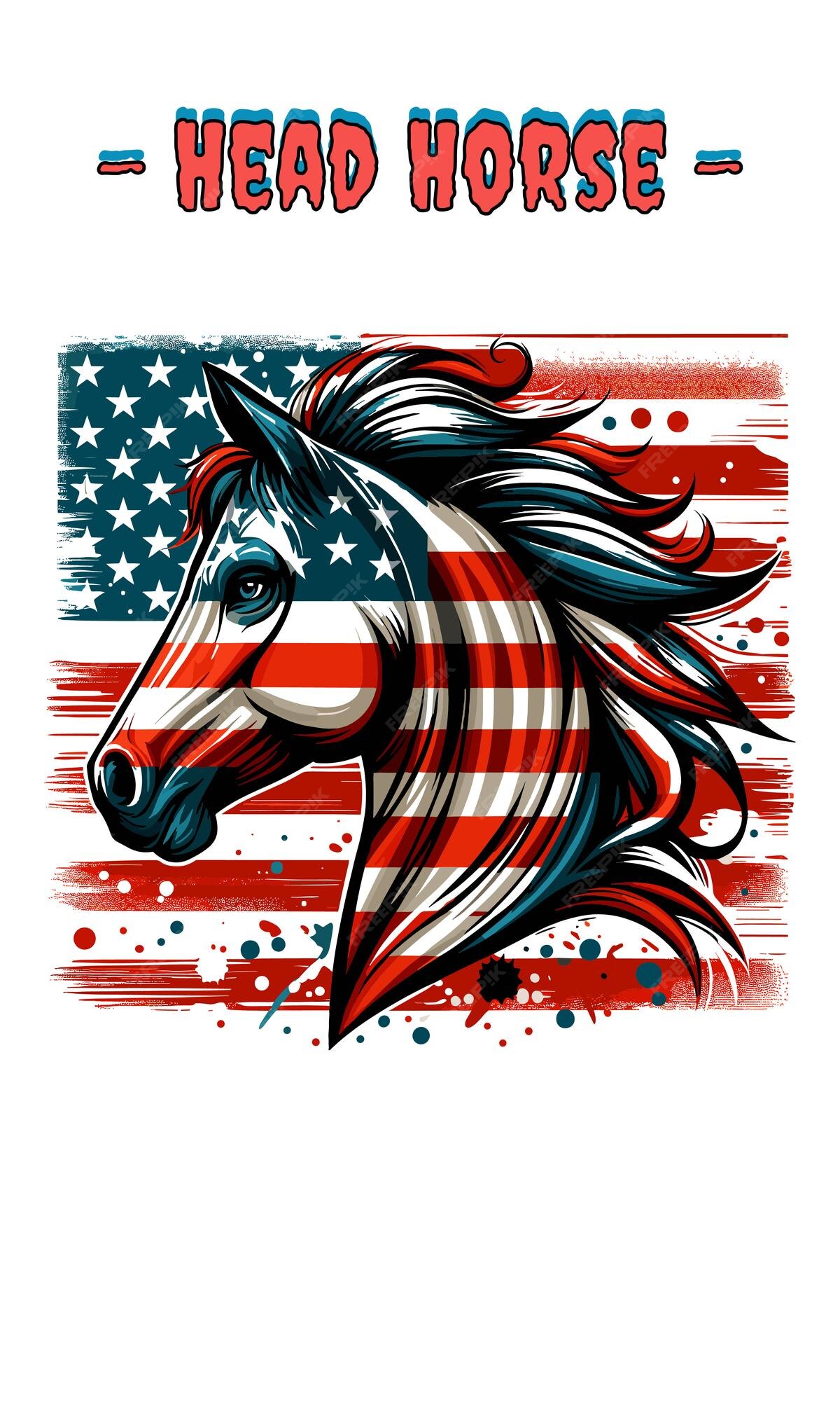 Premium Vector | Head horse flag american vector flat design