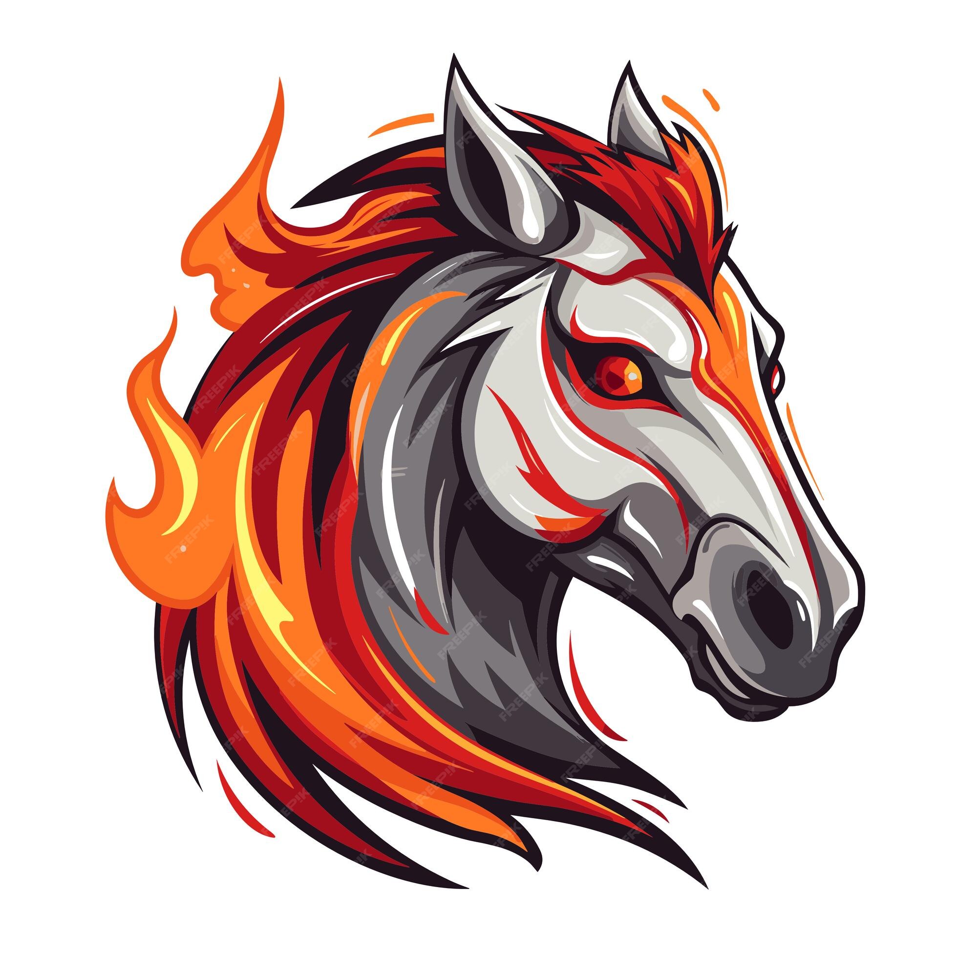 Premium Vector | Horse with fire mascot logo