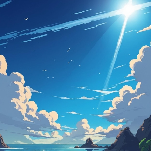 Premium Vector | Illustration of Cloudy Sky in Anime style Anime sky ...