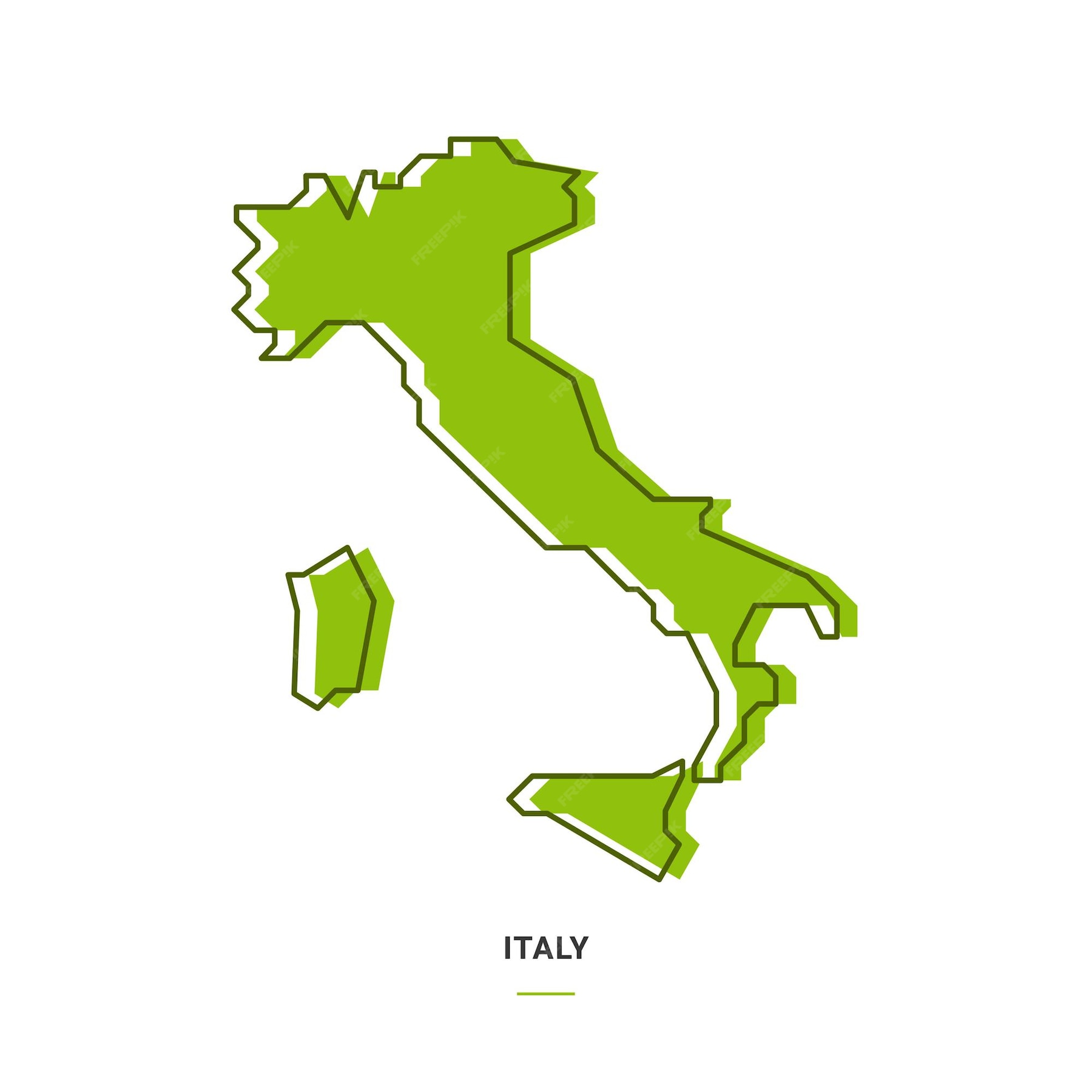 Premium Vector | Italy Outline Map with Green Colour Modern Simple Line ...