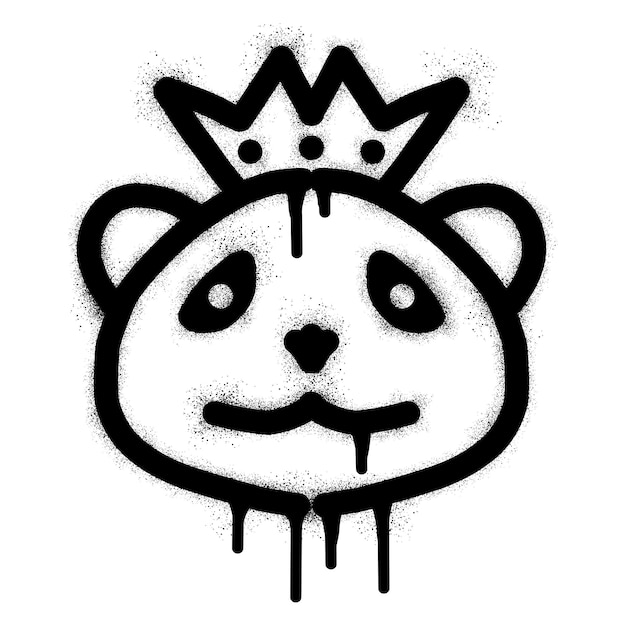 Premium Vector | King panda graffiti with black spray paint