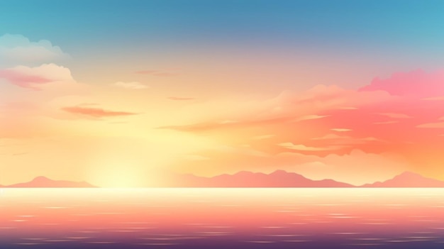 Premium Vector | A sunset with a mountain range in the background