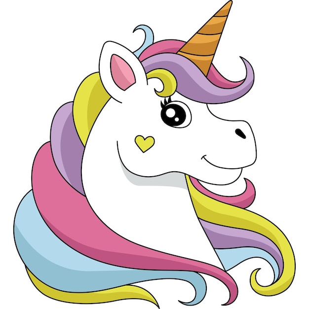 Premium Vector | Unicorn Head Cartoon Colored Clipart