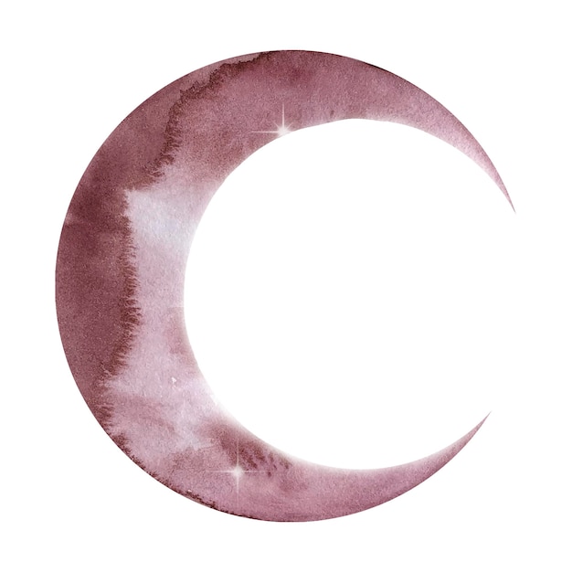 Premium Vector | Watercolor brown crescent moon planet