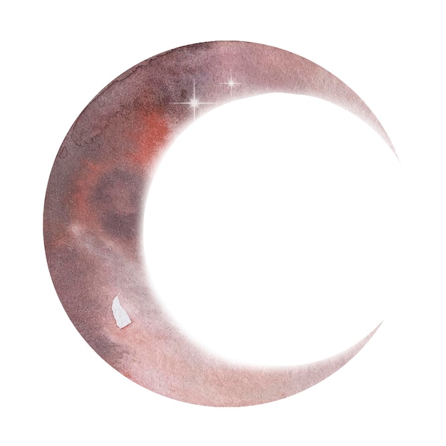 Premium Vector | Watercolor red crescent moon planet