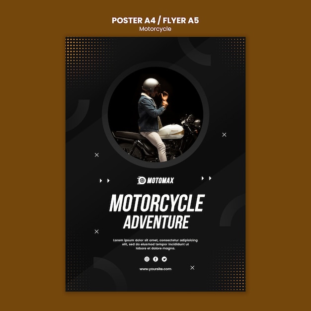 PSD grátis design de cartaz de aventura de motocicleta