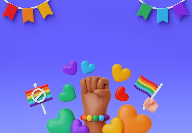 PSD grátis ilustração 3d com mês de orgulho lgbti ainda llife