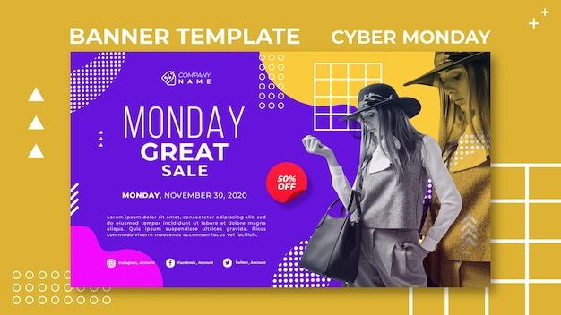 PSD grátis modelo de banner da cyber monday