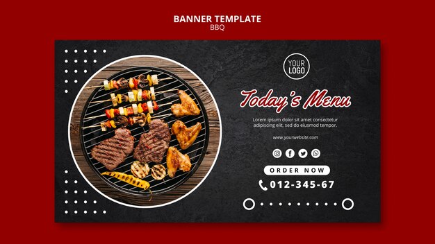 Modelo de banner de conceito para churrasco