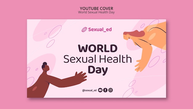 PSD grátis modelo de capa do youtube para o dia mundial da saúde sexual com casal nu