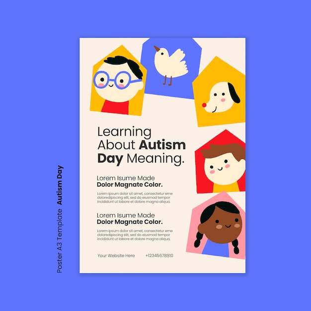 PSD grátis modelo de cartaz para a celebração do dia do autismo