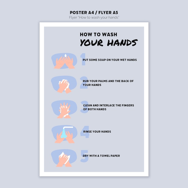PSD grátis modelo de folheto - lave as mãos