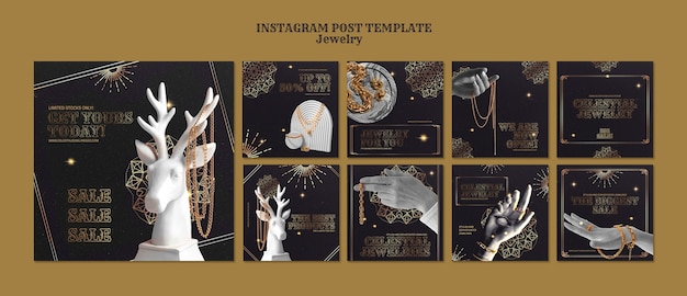 PSD grátis posts de jóias de estilo celestial no instagram